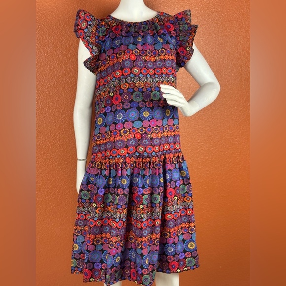 PINCH Floral Print Ruffle Cap Sleeve Midi Dress L.  B29 - Picture 15 of 16